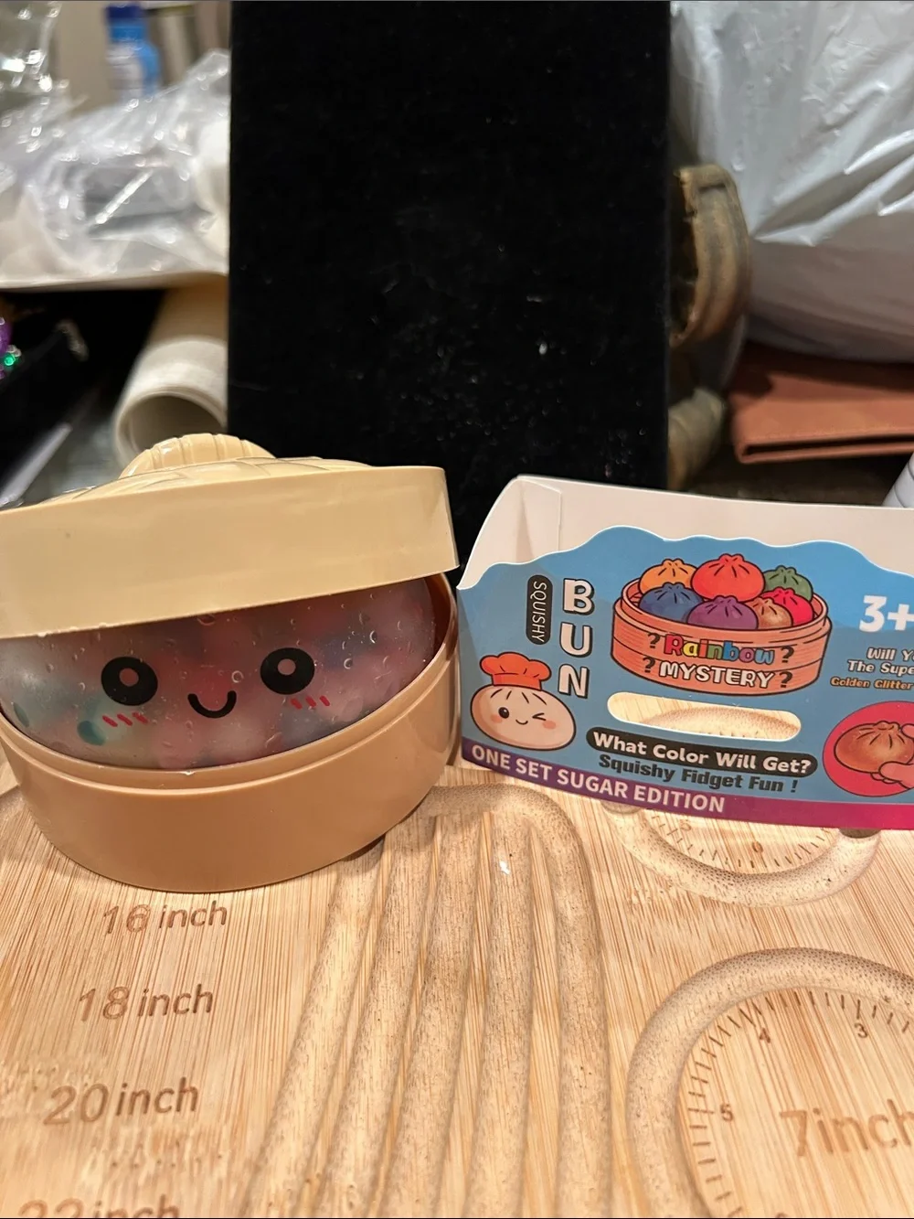 Rainbow Mystery Squishy Bun Toy - Beige Case